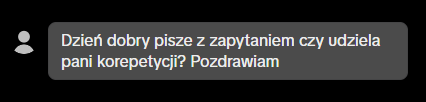 Wiadomość od ucznia z pytaniem o korepetycje