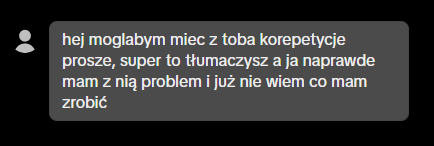 Wiadomość od ucznia z pytaniem o korepetycje
